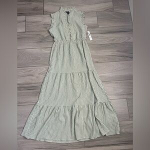 Maggy London Striped Maxi Dress with Ruffles